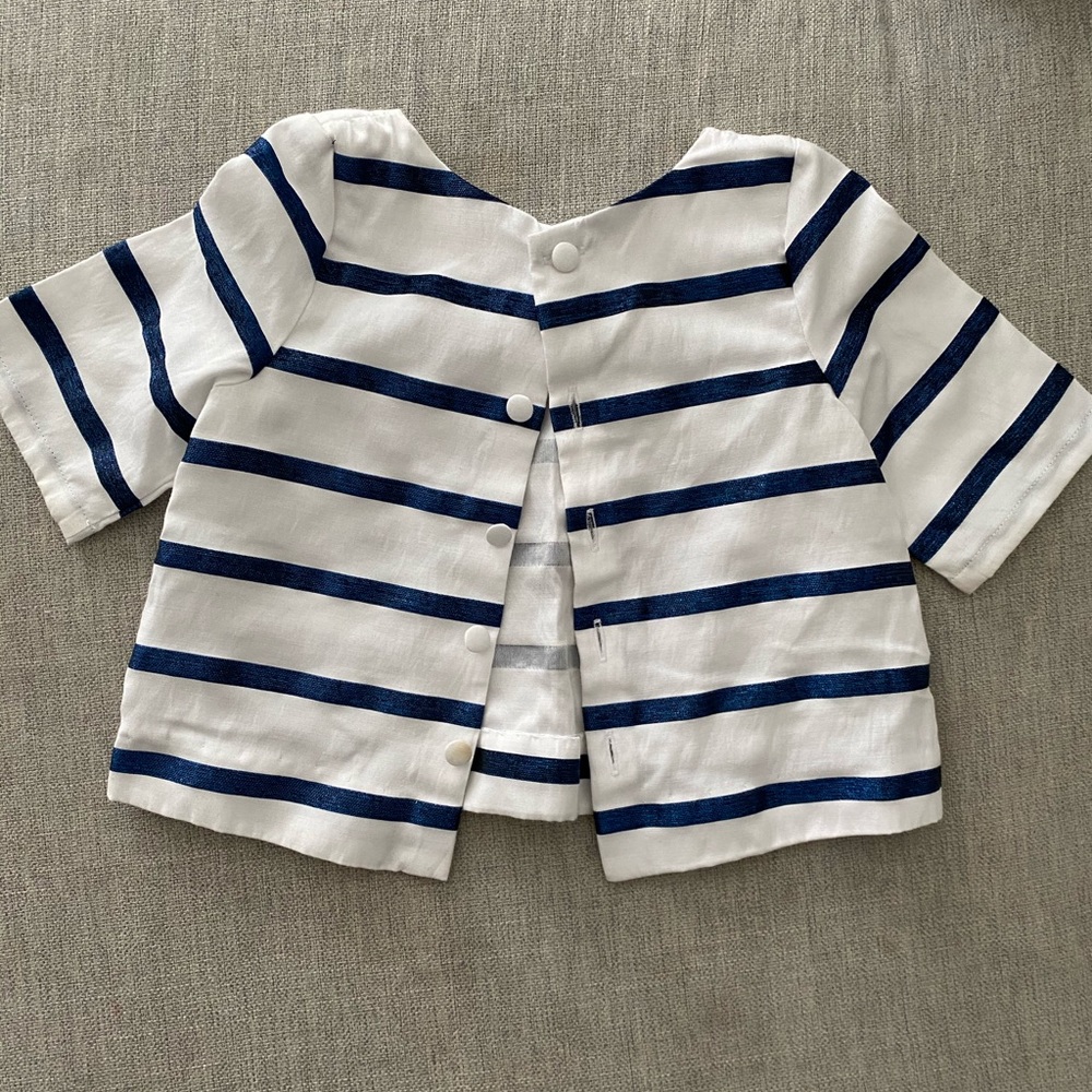 Jacadi white and navy stipe top - Picture 2 of 3